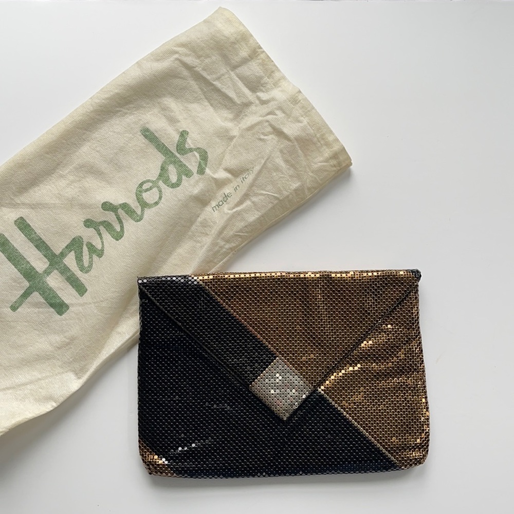 Vintage WHITING & DAVIS Sequin Envelope Clutch w/ Chain Strap